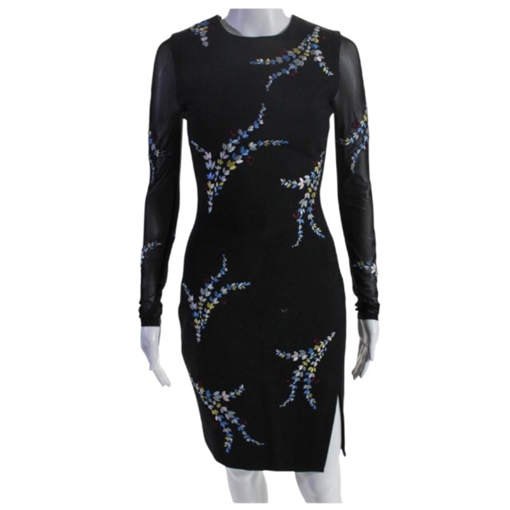 Cinq A Sept Dress Size 0 Black Floral Embroidery